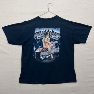Hooters Ride Hard Enjoy the Ride Graphic T Shirt Men's XL Black Motorcycle Flame